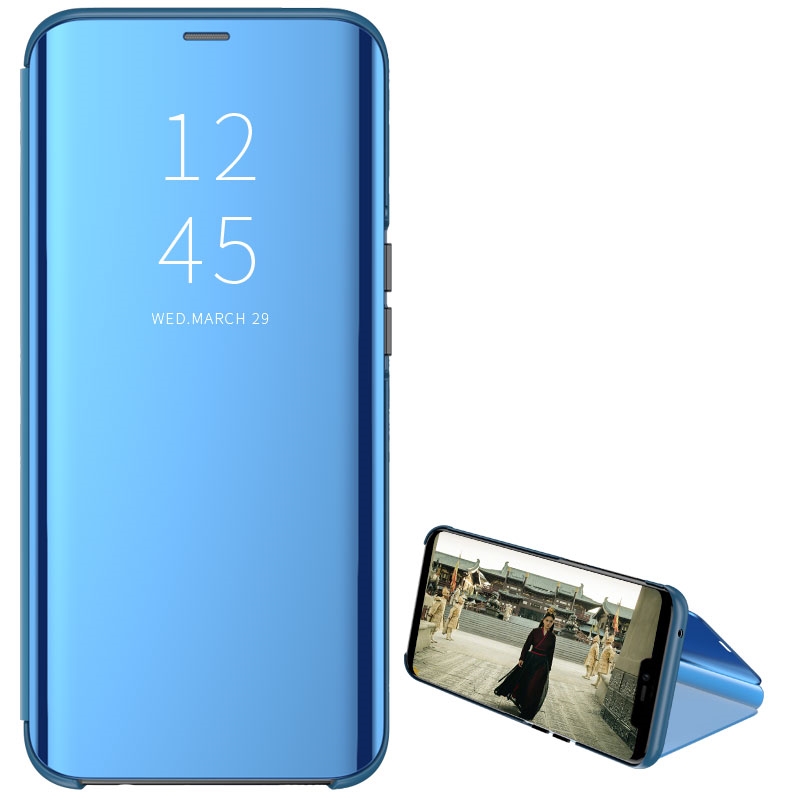 Para Samsung Galaxy Z Fold 2 funda de lujo con espejo de vista transparente funda de teléfono con soporte abatible de cuero para Samsung ZFold 2 SM-F916B contraportada: Transparente