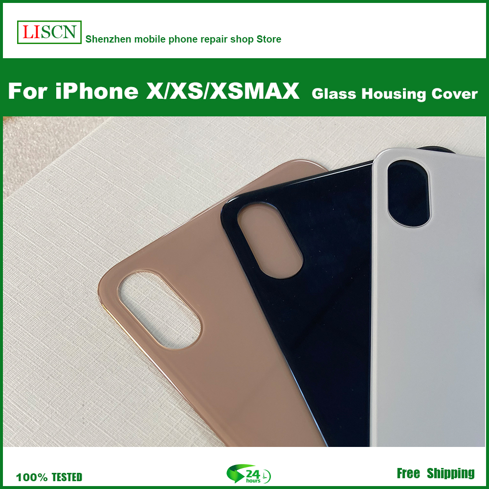 Big Hole Glas Voor Iphone X Xs Xsmax Achter Behuizing Cover, Met 3M Lijm En Tool, telefoon Back Cover Glas Vervanging + Gratis