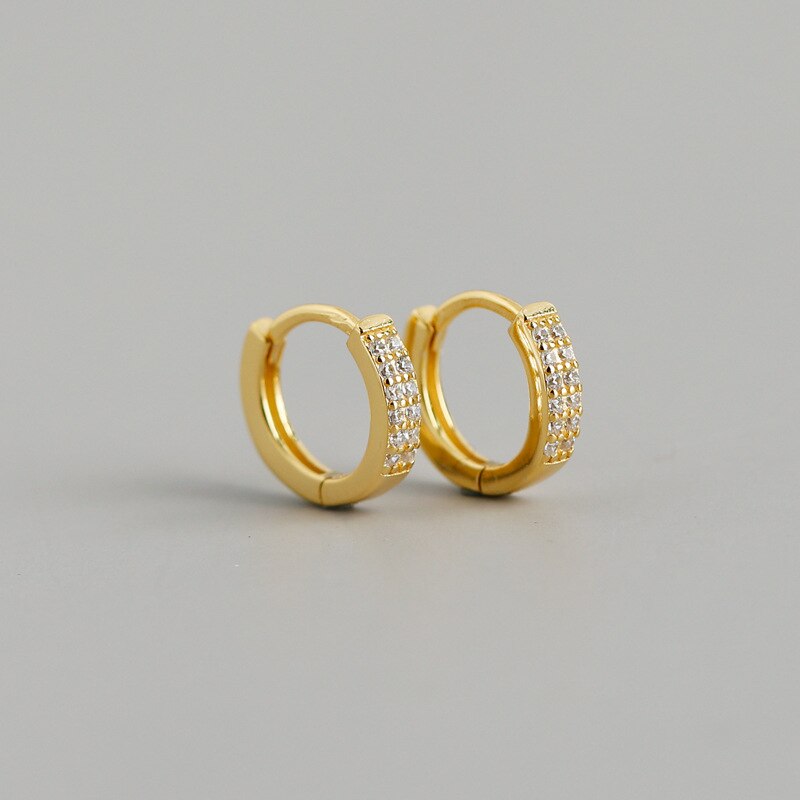 925 Sterling Silver Earring Zircon Wave Geometry Ear Ring Ear Bone Ear Buckle Mini Cute Trend Wild Boy Girl Ear Jewelry: 1 pair gold 8mm