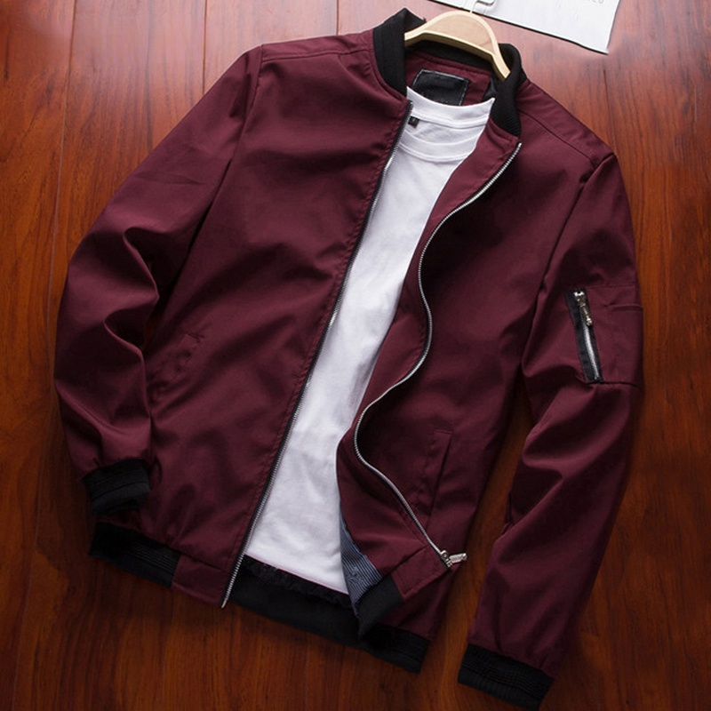 Homens jaqueta bomber fina manga longa jaquetas de beisebol dos homens blusão com zíper jaqueta masculina outwear roupas de marca