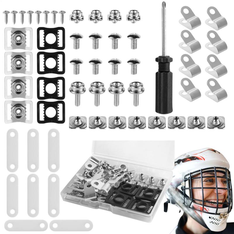 Tillbehör för reparation av ishockeyhjälmar 57 st. reparationssats för fotboll, baseboll, hockey, softboll, hjälmar, reservdelar, skruvdelar, verktyg