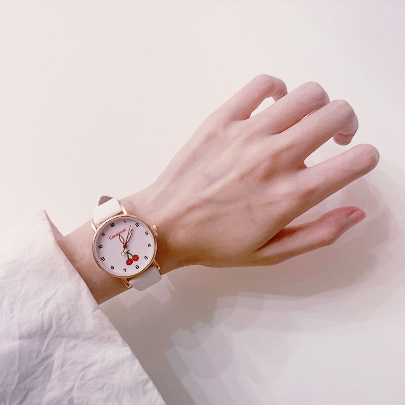 montre dame Brand Children Watches Girls Daily Leather Watch For Girls students electronic Quartz Wristwatches: white