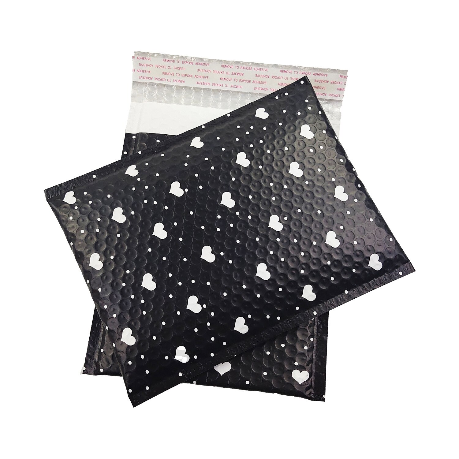 10 stk  #0 6 x 10 tommer lilla poly boble mailer polstrede konvolutter 175 x 230mm selvforseglet postpose boble konvolut emballage konvolutter: Sort hjerte