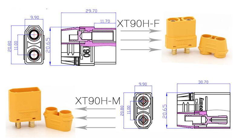5 Paare/los anhäufen XT90 XT90H Stecker Anschlüsse Männlich Weiblich Für RC Modell Batterie 10 Paar