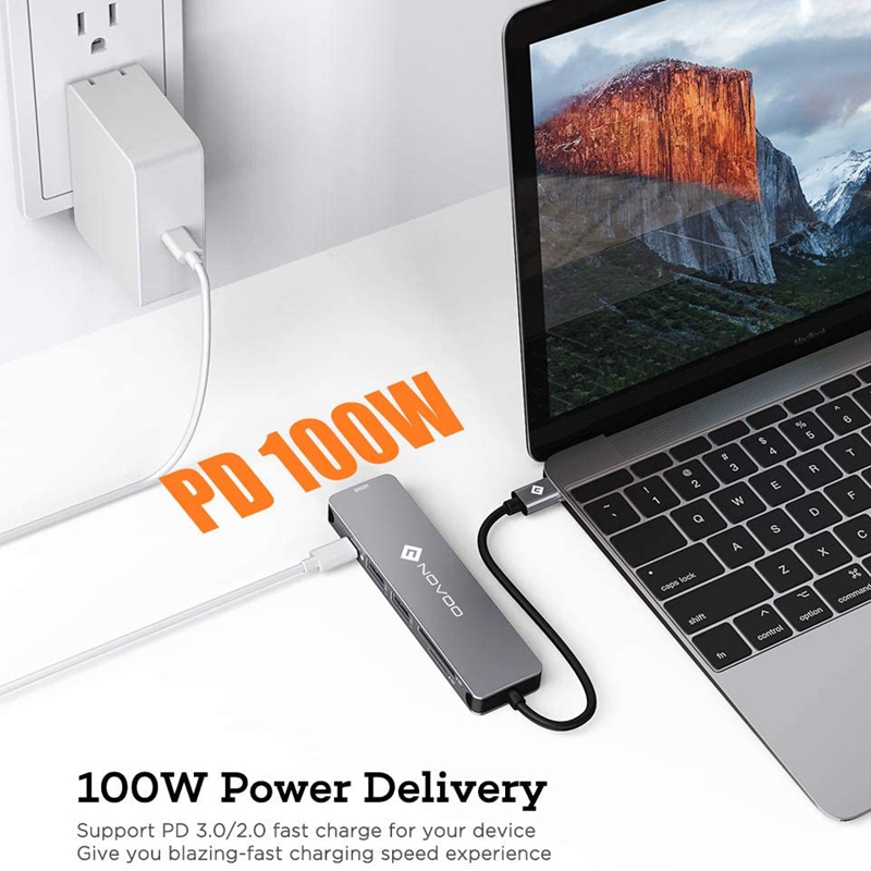 NOVOO – Hub 6 en 1 USB 3.0 pour Nintendo Switch Type C vers 4K HDMI 100W PD Thunderbolt 3, adaptateur, Station d&#39;accueil pour ordinateur portable et Macbook