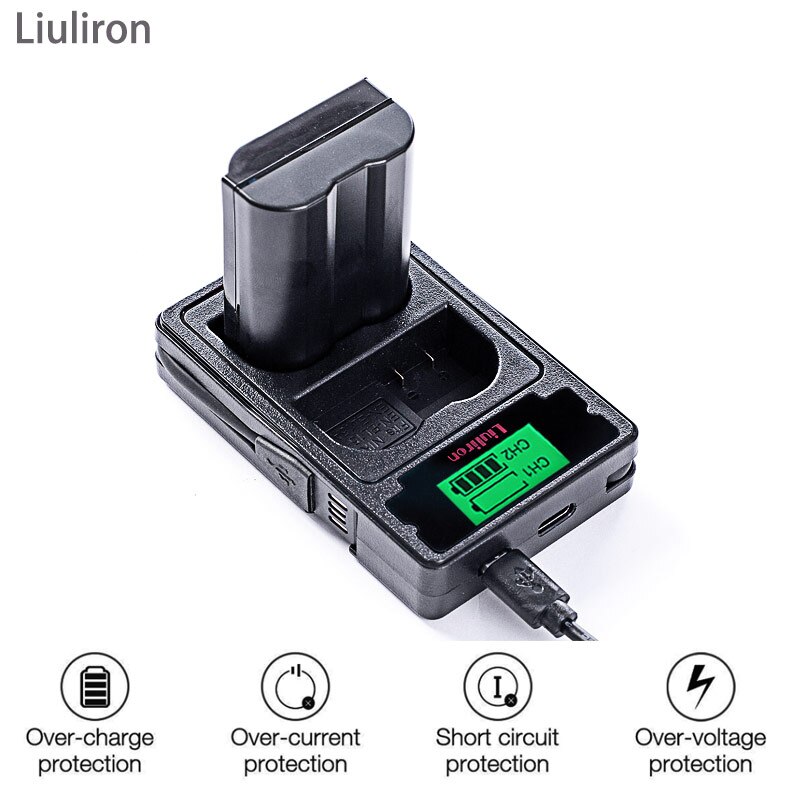 Batterie pour Nikon D500,D600,D610,D750,D7000,D7100,D7200,D800,D800E,D810,D810A v1, 2X EN EL15 EN-EL15 EN EL 15 EN EL15A