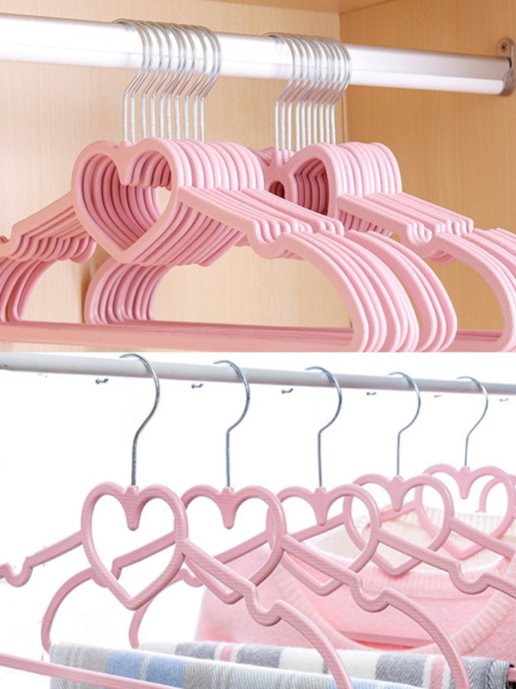 10 Stuks Kleding Hanger Durablor Volwassen Kinderen Kleding Opknoping Benodigdheden (Roze) E Abs Hart Patroon Jas F