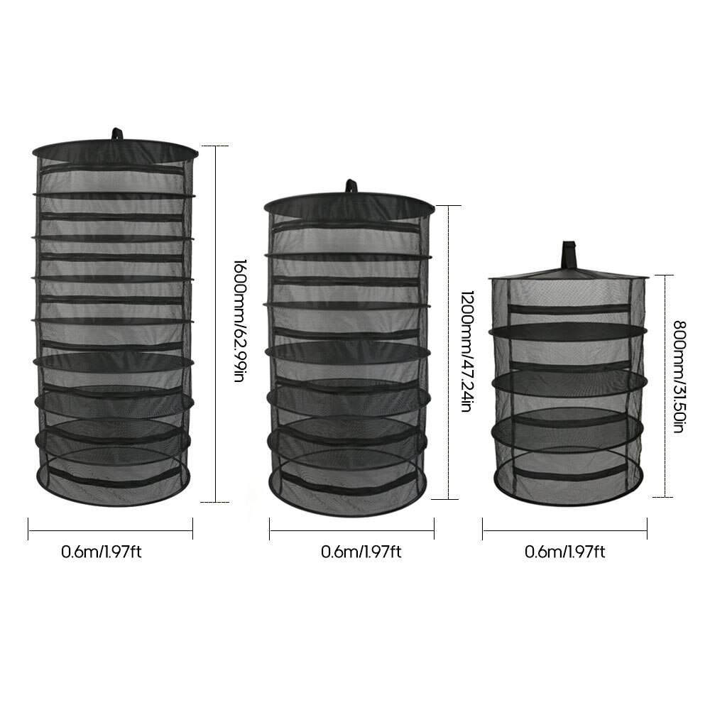 Herb Drying Net 6/8 Layers Foldable Fabric Drying Nets Herb Drying Rack Zipper Closure Drying Net For Herbs Buds Beans