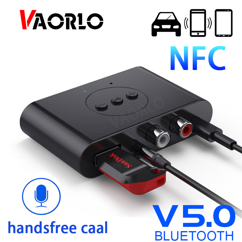 Nfc Bluetooth 5.0 Ontvanger U Disk Rca 3.5Mm Aux Jack Stereo Draadloze Audio Adapter Met Microfoon Handsfree Voor Auto speaker Versterker