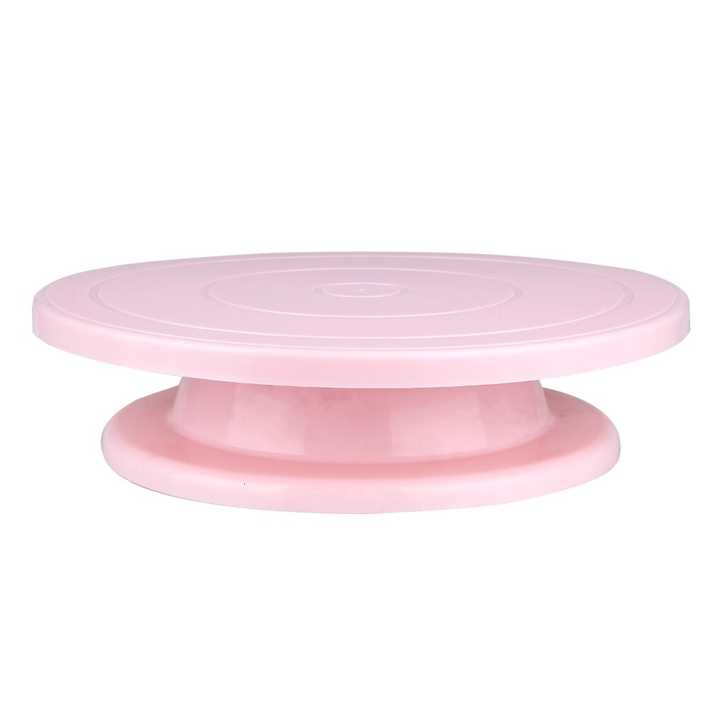 Plastic Cake Plaat Series Draaitafel Roterende Anti-Slip Ronde Cake Stand Keuken Diy Bakken Hulpmiddel Cake Decor Draaitafel set: L-pink