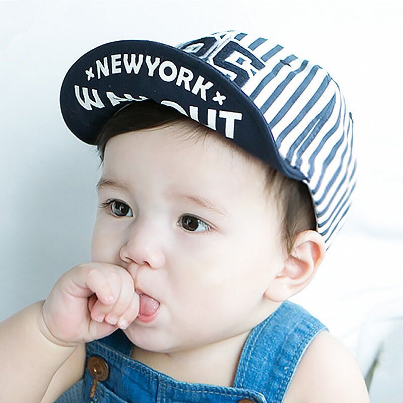 Cute Baby Hat Striped Number Embroidery Baby Boy Girl Baseball Cap Summer Cotton Children Sun Visor Caps