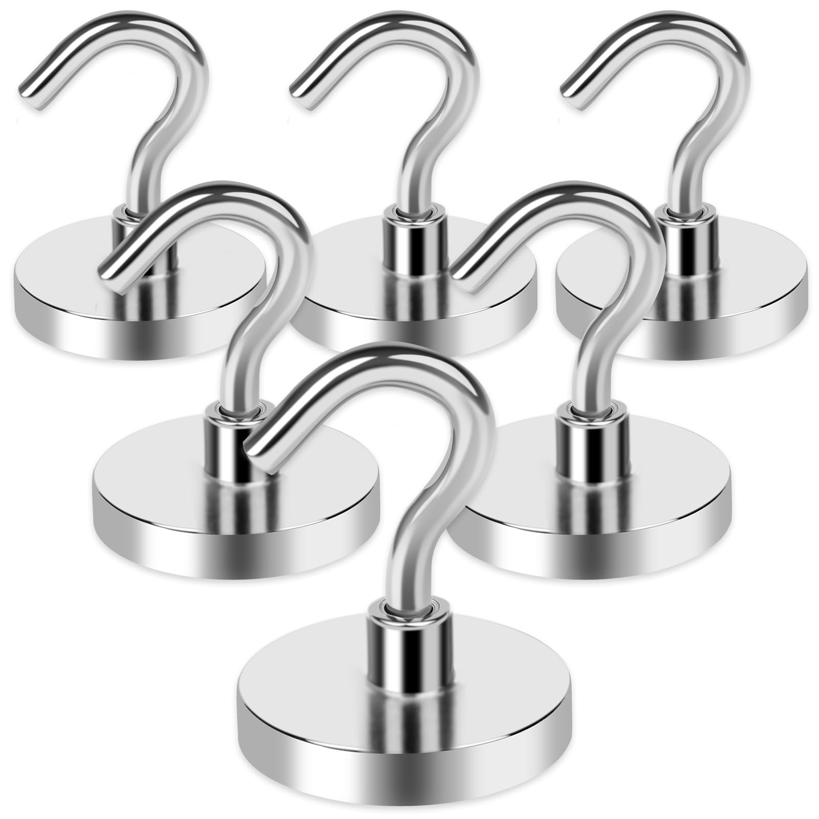 Magnetic Hooks, Black Magnet Hooks Strong Neodymium Magnets with Hooks, Small Metal Magnetic Hooks for Refrigerator，Locker: L / Silver