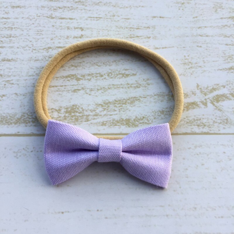 24 pçs/lote Mini Tecido Bow Headband Bebê Faixa de Cabelo de Nylon Macia Cabelo Accessroies