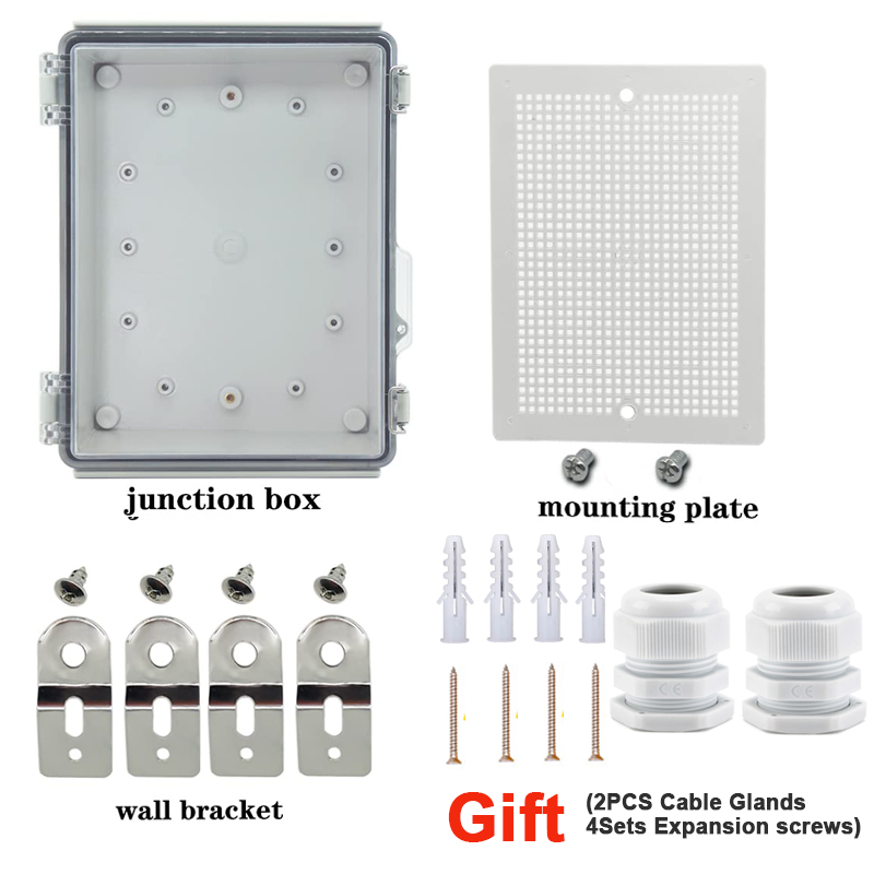 Waterproof IP67 Electrical Junction Box Hinged Clear Cover Stainless Steel Latch Enclosure Mounting Plate Bracket 220x170x110mm: Clear Cover