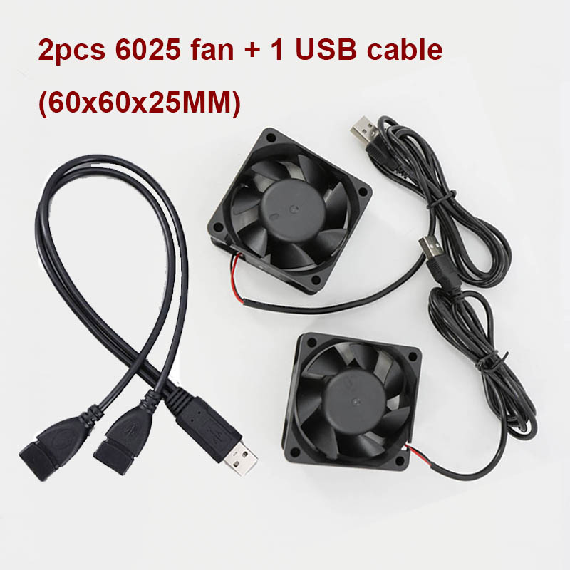 Dual 40mm 50mm 60mm 80mm 90mm 120mm DC 5V Powered USB Fans with 2 in 1 USB Cable for AV Receiver DVR Cooling E: green