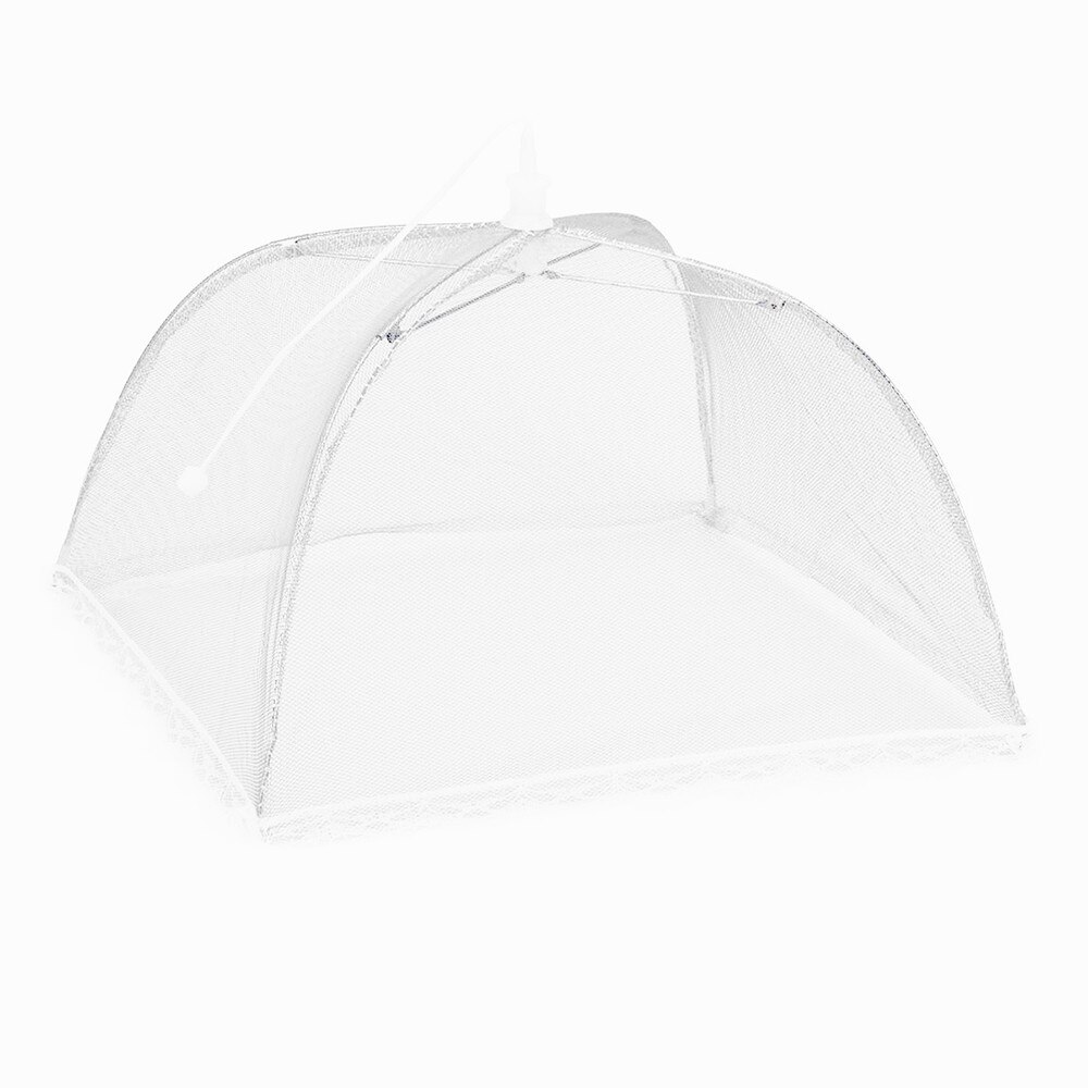 1PC plegable comida cubre pop grande-de malla de mosquitos cocina red de protección plegado paraguas cocina cubierta para platos: white