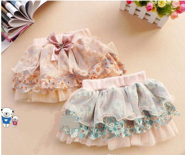 Baby Girl Skirts Mini Skirt Baby Florwal Tutus Pleated Skirt Children Flower Princess Skirts With Bowknot