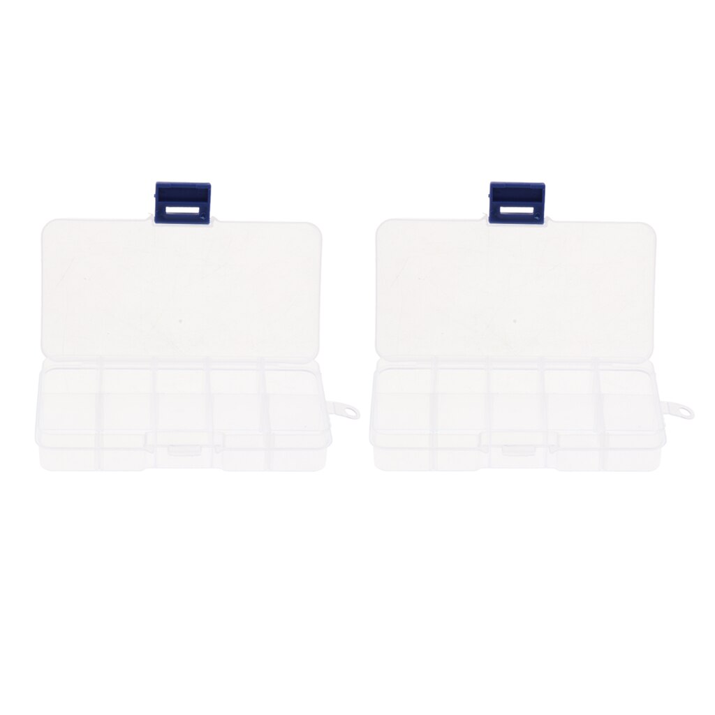 2 pack of Double Sides 10 Slots Compartment Plastic Storage Box Clear Tool Case