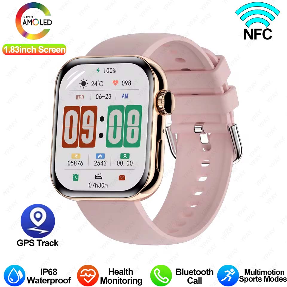 Para huawei xiaomi amoled relógio inteligente masculino ajuste 3 bluetooth chamada gps esporte rastreador ip68 à prova dip68 água feminino smartwatch 2024 novo: Verde