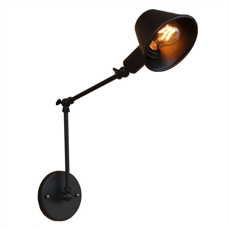 Retro Industriële wandlamp Verstelbare Lange Arm Vintage Ijzeren Muur Lamp Antieke Zwarte Wandlamp Met 40 w Edison Lamp voor Slaapkamer