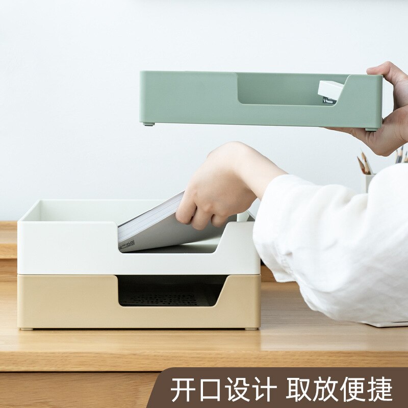 1pcs Desktop File Tray Organizer Document Paper Organizer Rack Plastic Book Shelf Storage Holder Office Stationery Storage Box