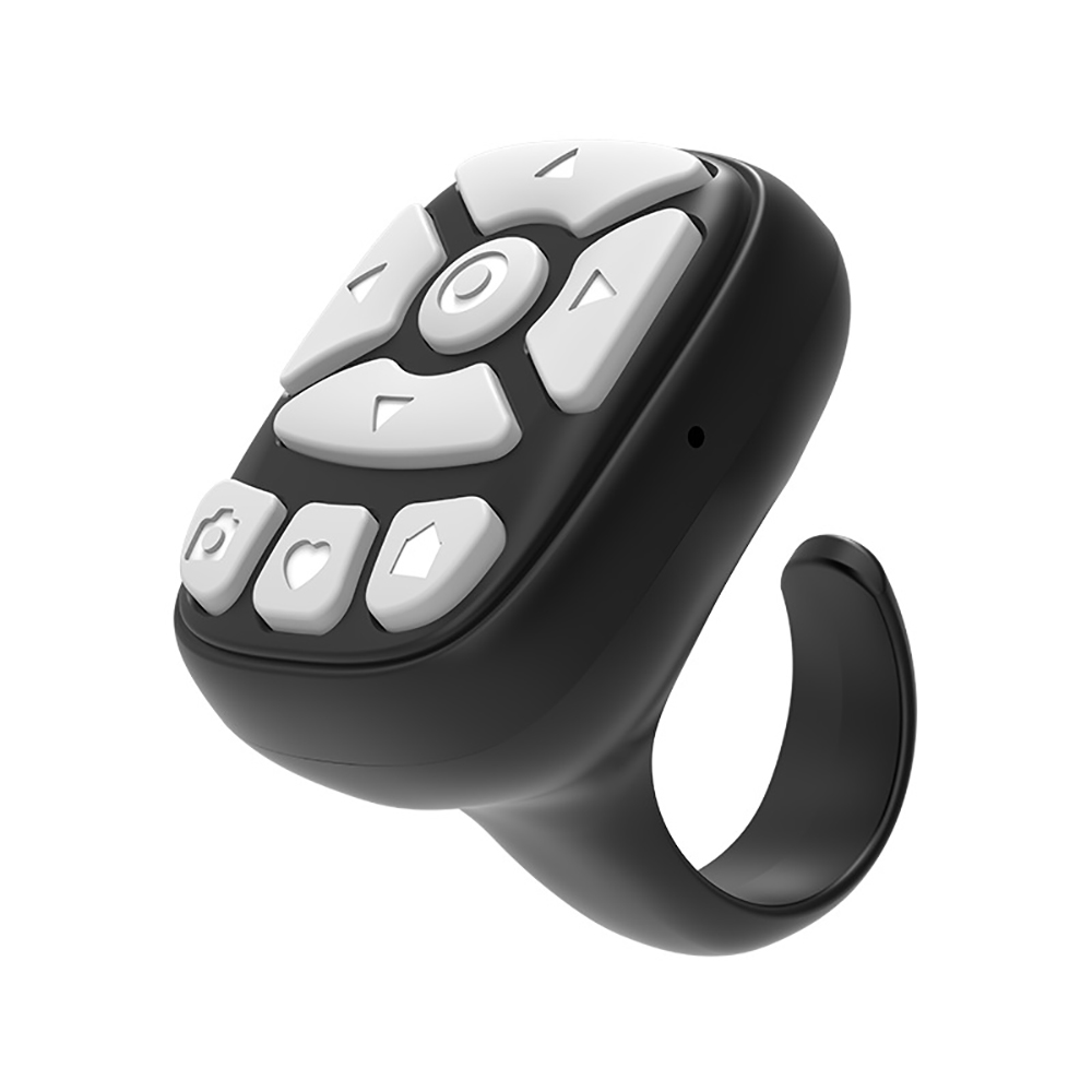 Anneau de télécommande sans fil compatible Bluetooth, pour téléphone portable iPhone, contrôleur de bâton de Selfie pour le tournage de Page Tiktok: Black