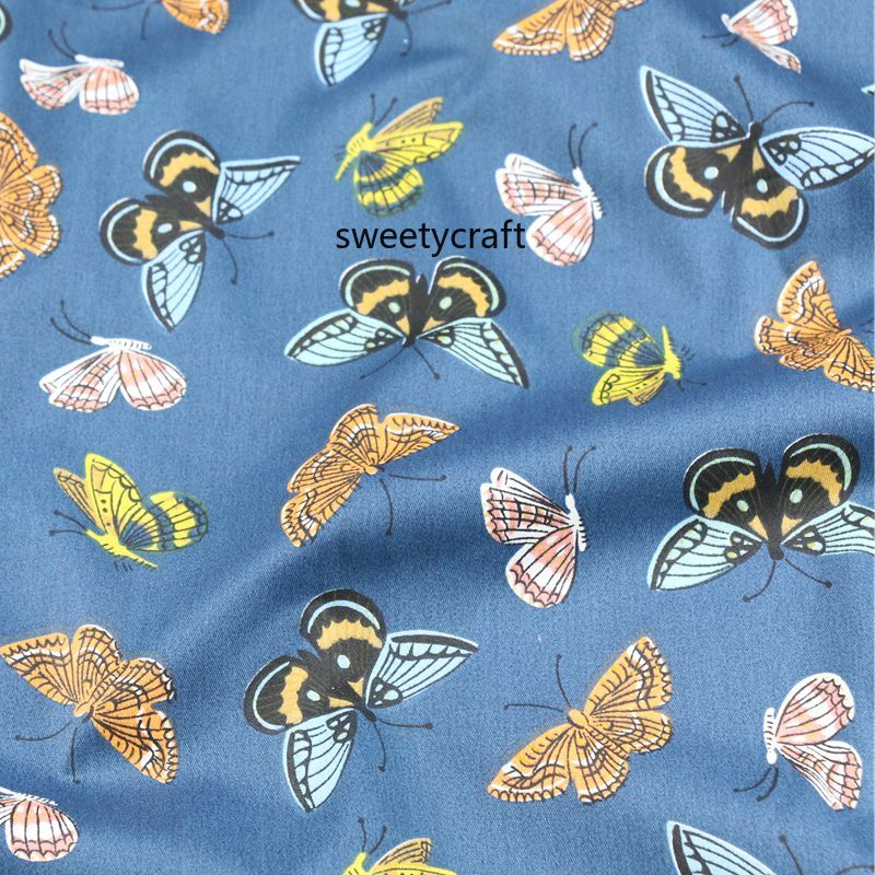 Tela de algodón con estampado de mariposas, tejido de 160x50cm por metros, material de costura artesanal, Sábana de sarga para ropa de cama de bebé