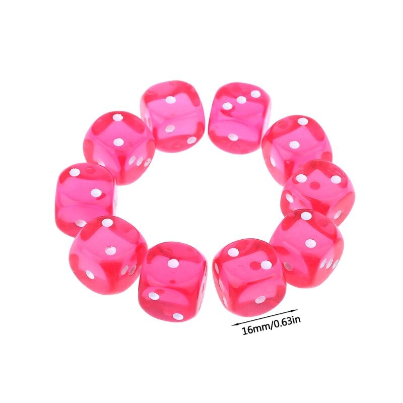 10 pçs/set 16mm d3 seis lados cubos grânulos para mesa de trabalho jogando jogos