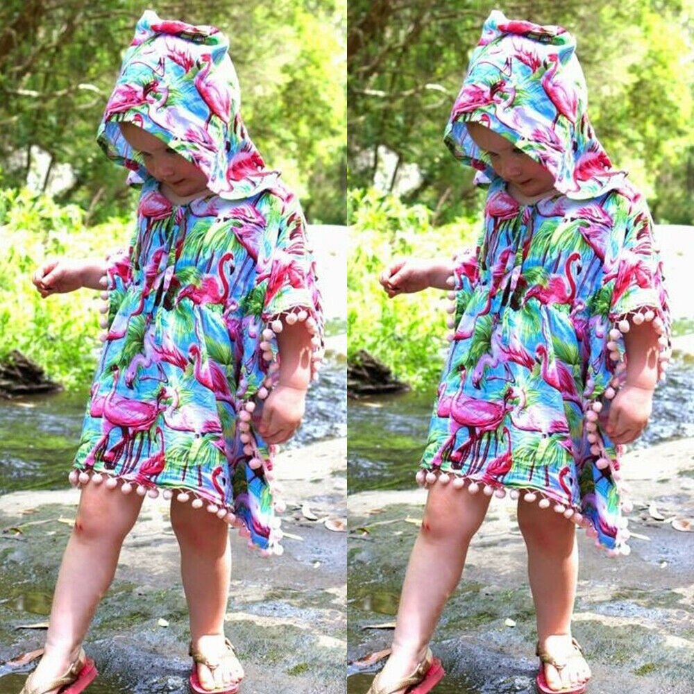 Toddler kid baby pige sommer flamingo hætteklædte bluse kvaster toppe kausal tøj