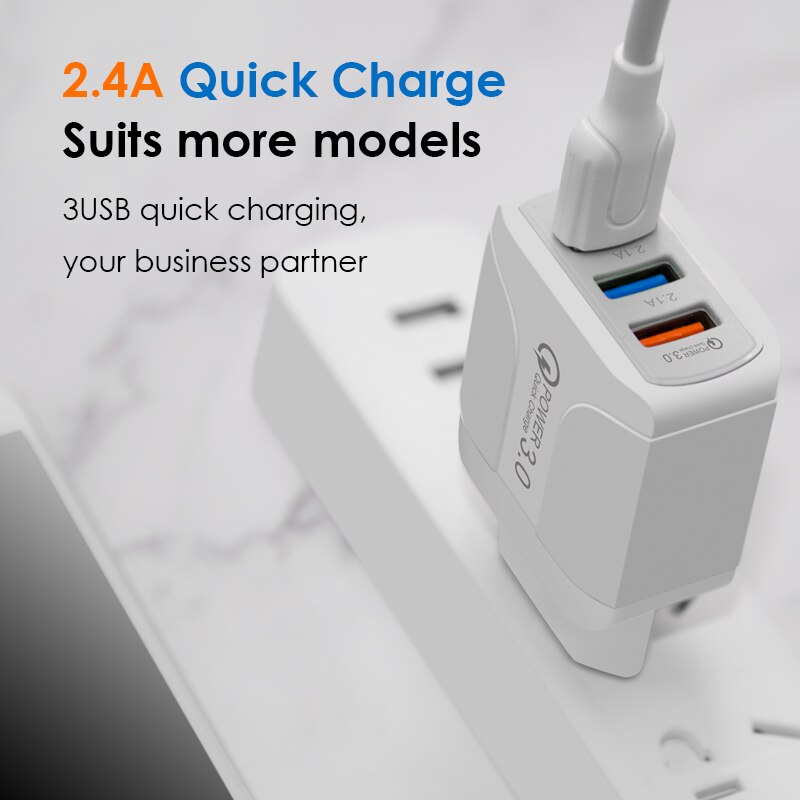 Quick Lading Qc 3.0 Fast Charger 3 Multi-Poort Usb Draagbare Opladen Telefoon Oplader Voor Iphone Samsung Xiaomi huawei