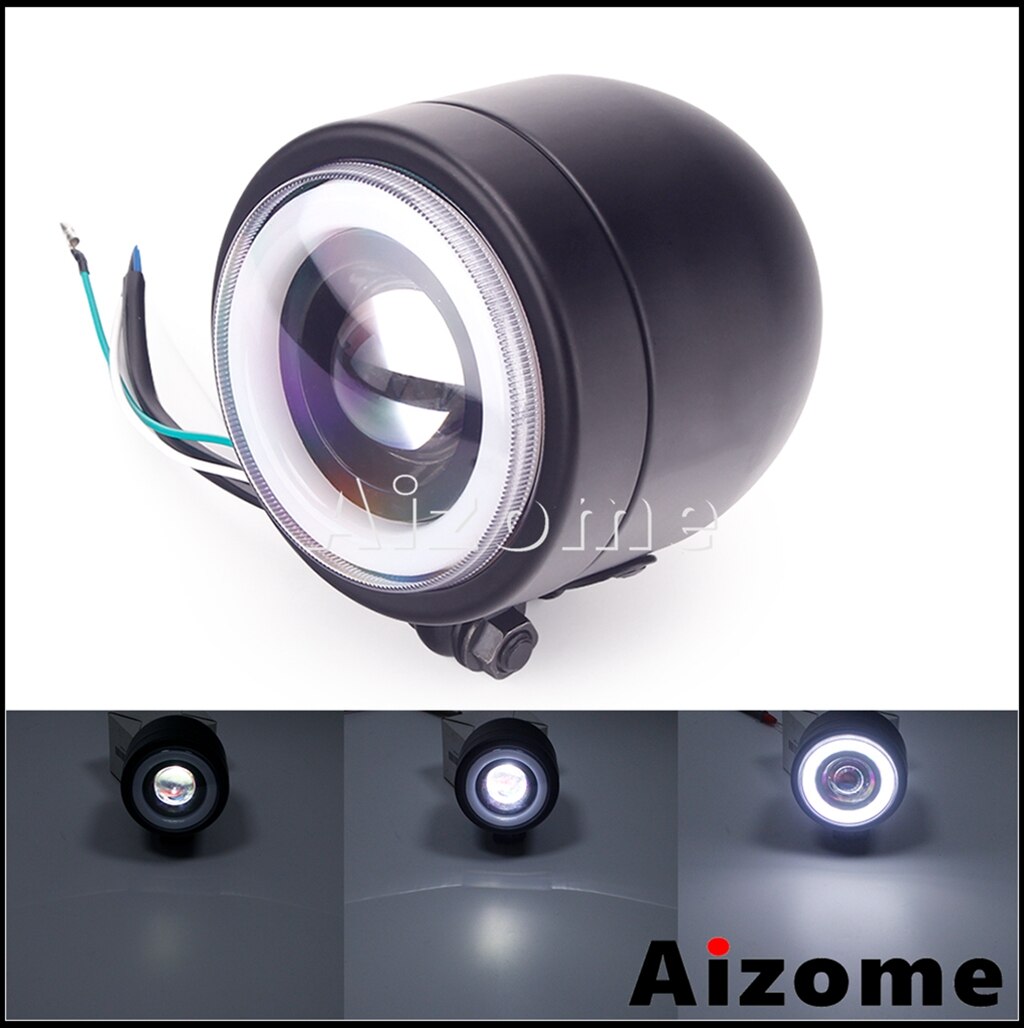 Universal motorcykel cafe racer dobbelt forlygte led forlygte dobbelt forlygter til harley softail 1986-13 fat boy flstf bobber: 1pc hvide