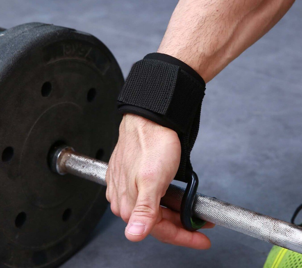 Zooboo justerbar stark stålkrok grepp remmar styrkelyft styrketräning gym fitness svart handledsstöd lyft remmar