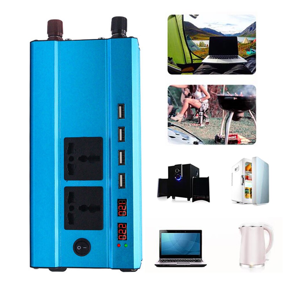 1200W Digitale Display Auto Omvormer Lader Dc Naar Ac Converter Met 4 Usb Automobiel Elektrische Accessoires