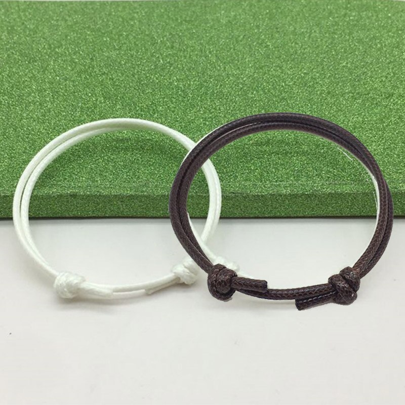 Hot 2 pz/set semplice cavigliere fatte a mano corda regolabile fortunato braccialetto alla caviglia gioielli piede per donna uomo coppia cavigliere catena: Coffee White