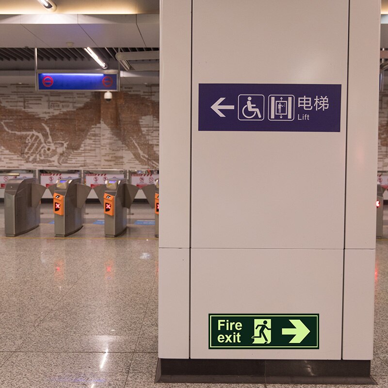 Warning Signs, Exit Signs, Luminous Exit Signs, Emergency Exit Signs At Intersections And Corridors