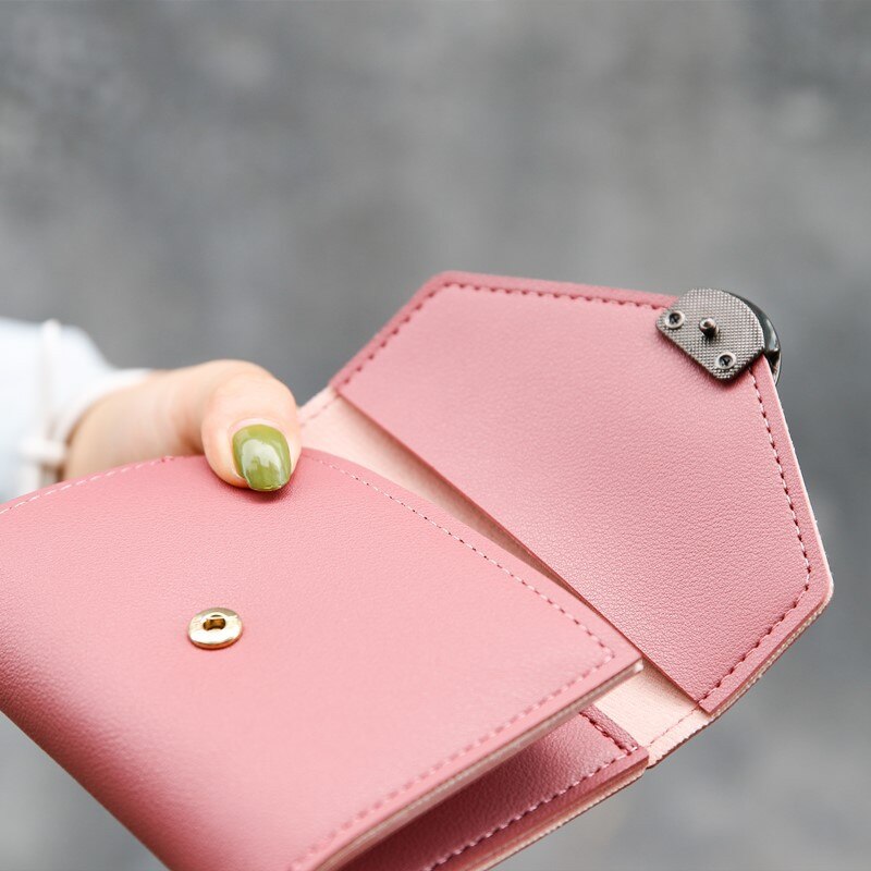 corta de piel monedero Retro británicos mujeres Color sólido pequeñas carteras de Hasp estudiante cartera portafolio Femme