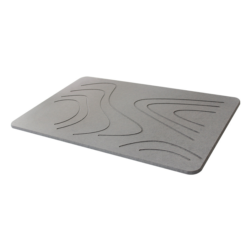 Alfombra de baño de piedra de diatomita para interiores, estera suave de barro de diatomita, absorción de agua, estera de ducha de piedra de diatomita de secado rápido, alfombras de entrada: Negro