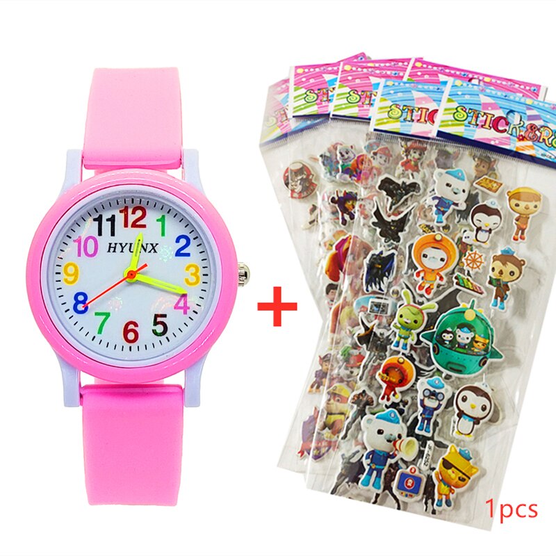 Quartz Kinderen Horloge Baby Leren Om Tijd Klok Kinderen Horloges Kids Kerstcadeau Kind Digitale Elektronica Horloge: Roze