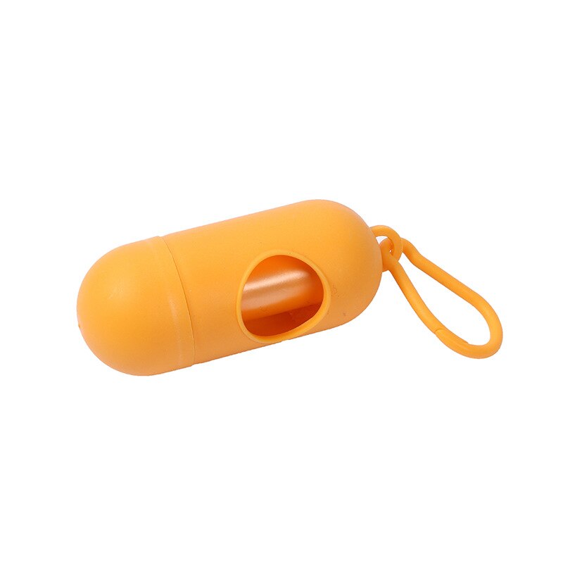 Portable Pet Waste Bag Dispenser Pill Shape Bullet-Shaped Garbage Box Cats Dogs Poop Extractive Clean-up Bags Outside Walking: Yellow