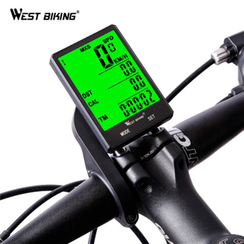 WEST BIKING 2.8 Inch LED Wireless Odometer Bicycle Computer With Backlight Rainproof Speedometer Bike Stopwatch Cadence Sensor