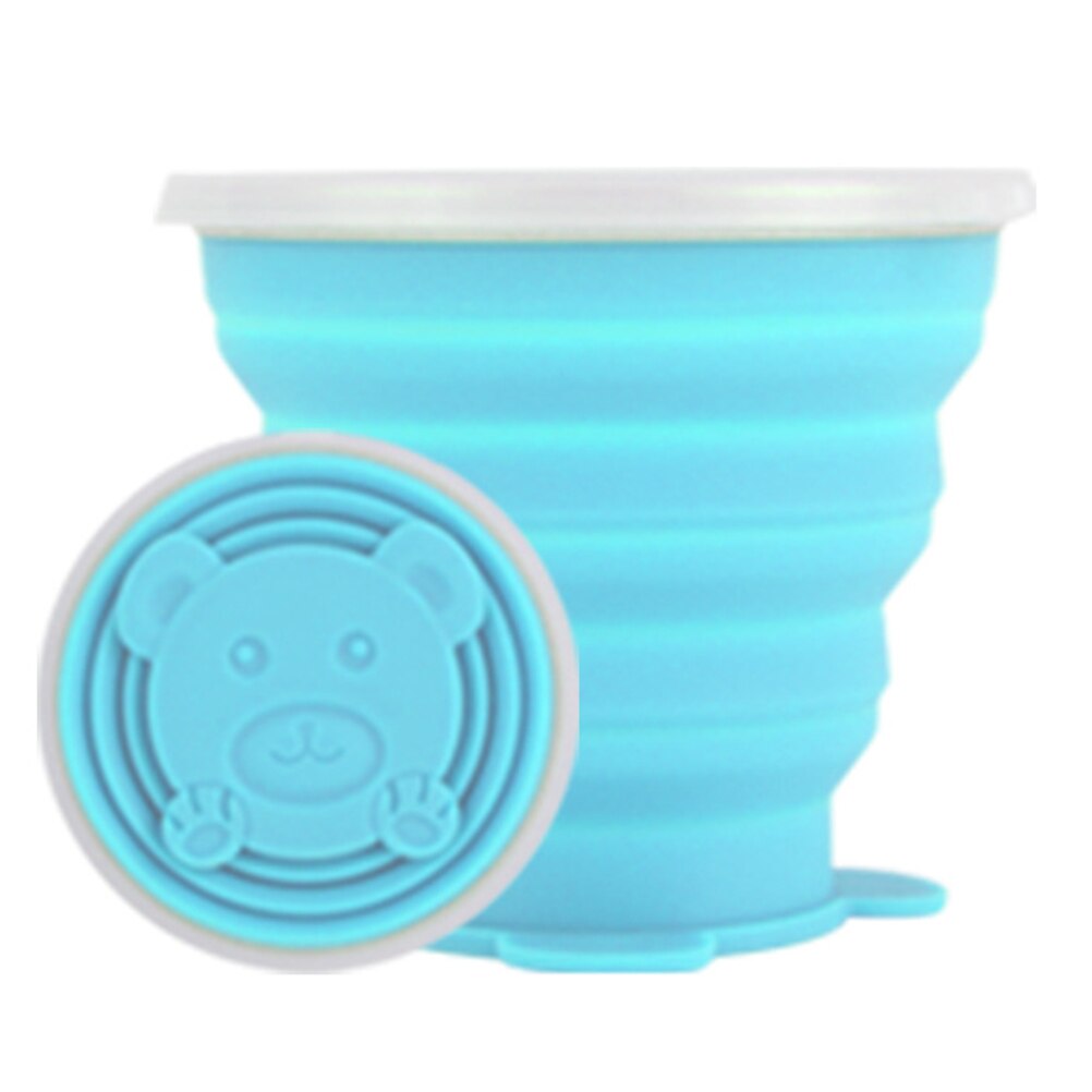 180ml sammenleggbare matkvalitets silikonkopper sammenleggbar reisekopp til fotturer camping utendørs sport kaffekrus utendørs vannkopp  #40: Blå