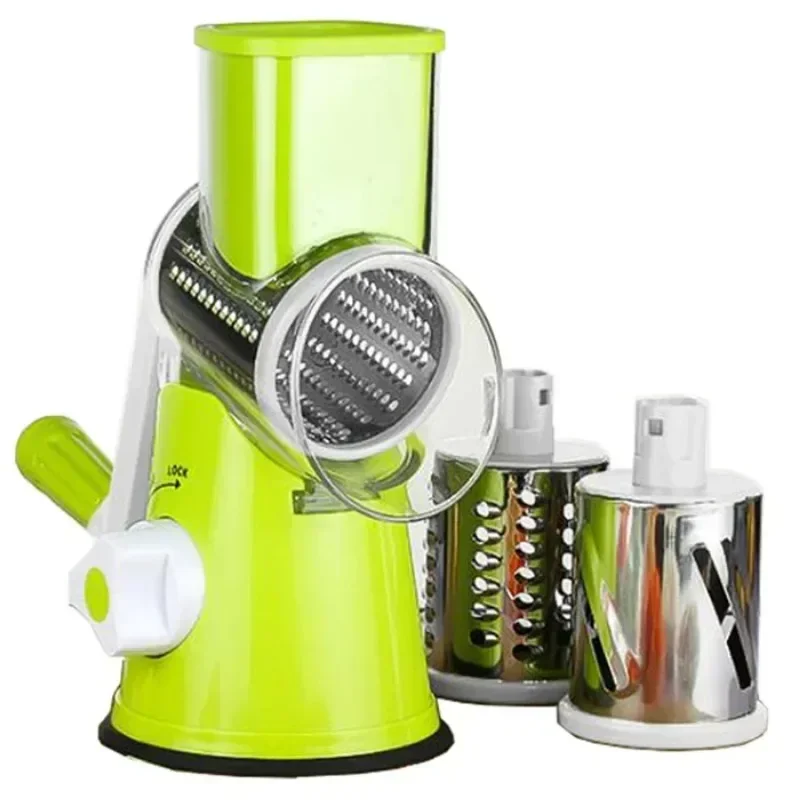 Gemüses ch neider & Slicer manuelle Küchen käse hack maschine mit 3 scharfen Fässern multifunktion aler Knoblauch kartoffel schredder: green