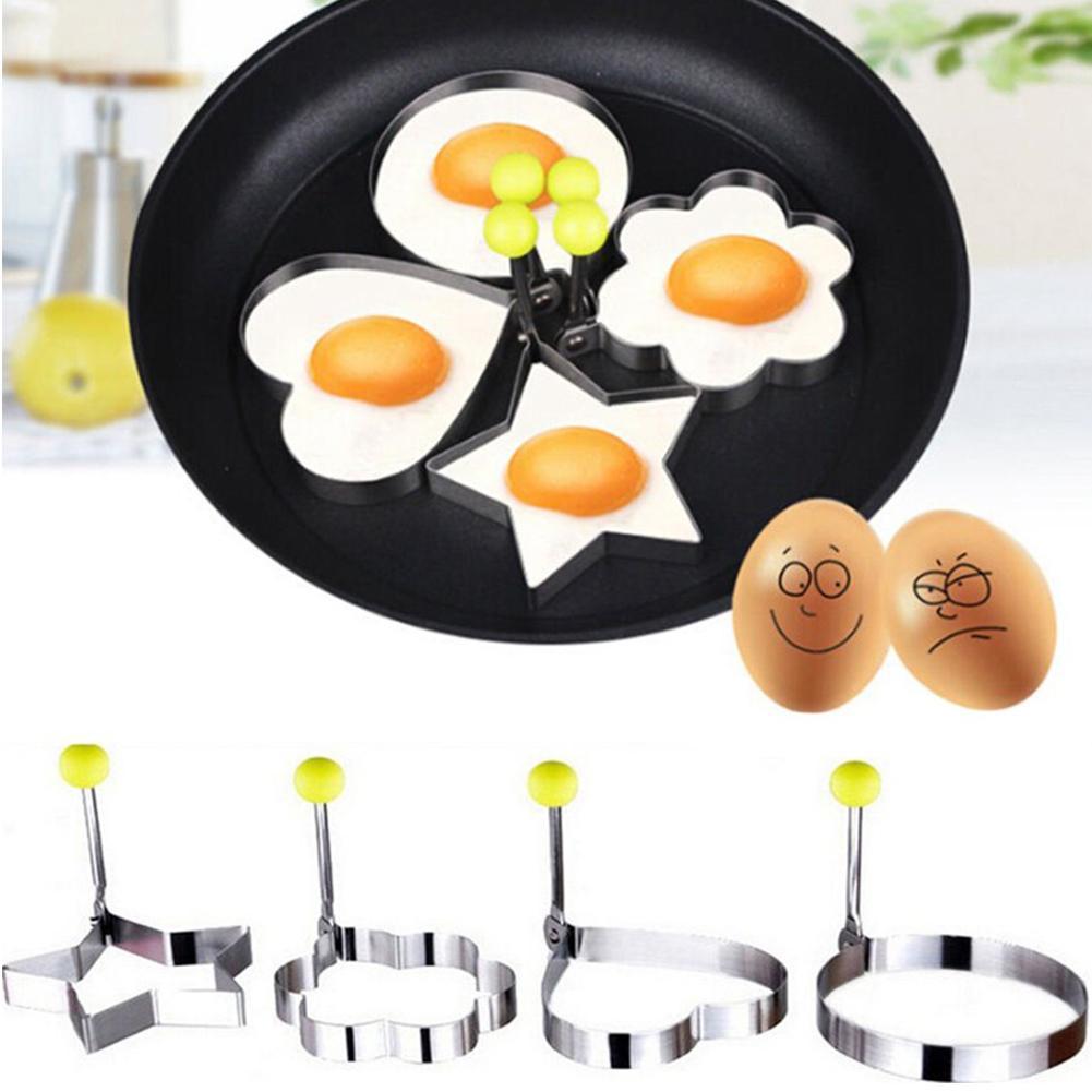 Molde para huevos fritos DIY de 4 estilos, acero inoxidable, forma bonita, anillos de cocina para cocinar, herramientas para desayuno de huevos, moldes para freír, U6V4