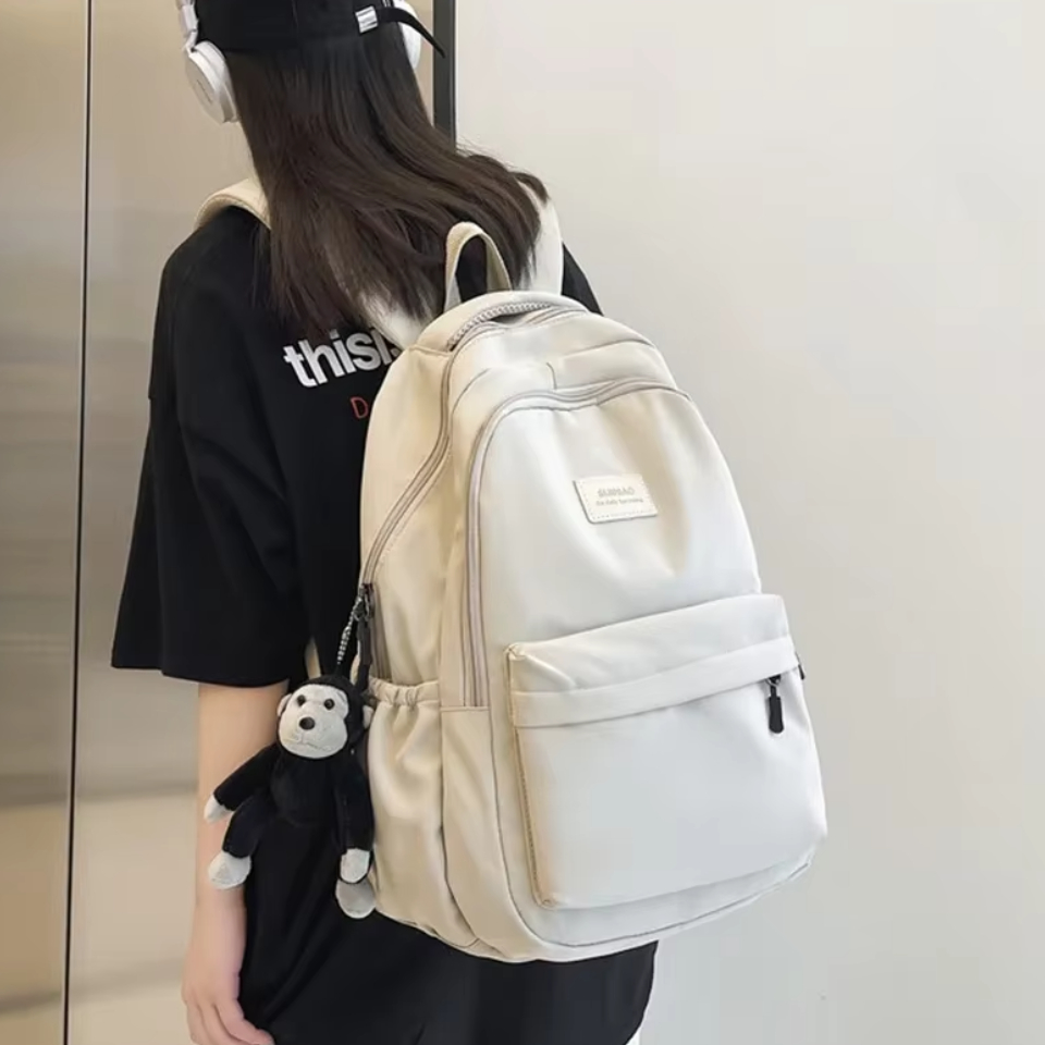 Mochila de Color liso para mujer, bolso de libros universitario con múltiples bolsillos, mochilas informales para ordenador portátil, mochila escolar para hombres y adolescentes, mochilas escolares para niñas