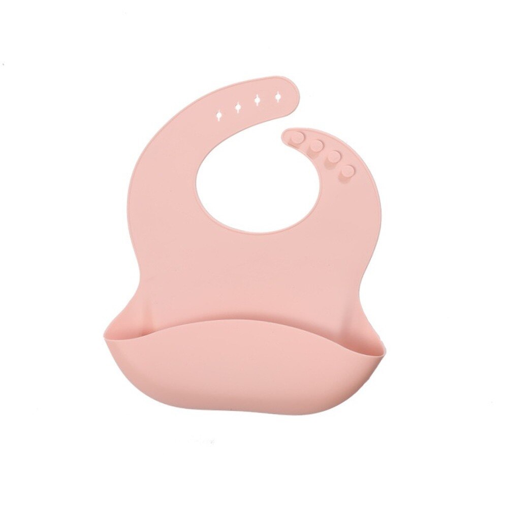 Fashionable silicon Breastplate Baby Bib Waterproof Solid Infant Bandana Bibs Newborn Feeding Burp Cloth Drooling Scarf: Light pink