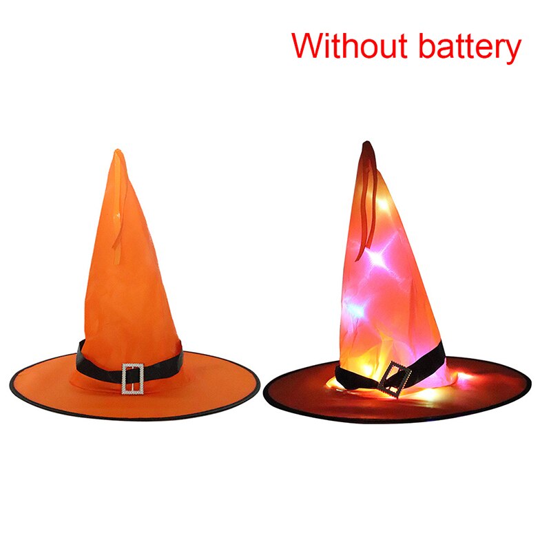 1pcs Halloween Witch Hat with LED Light Glowing Witches Hat Hanging Halloween Decor Suspension Tree Glowing Hat for Kids: Orange