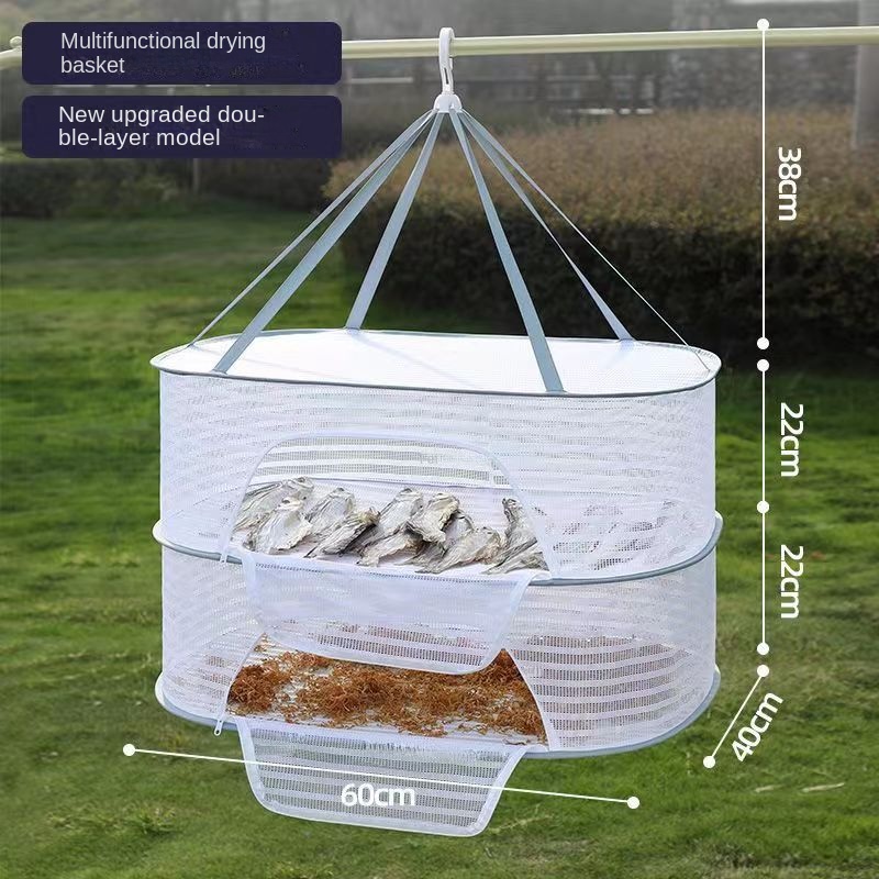 Three-layer drying net anti-mosquito drying fish net strong and durable dry goods net drying salted fish drying drying artifact: light green