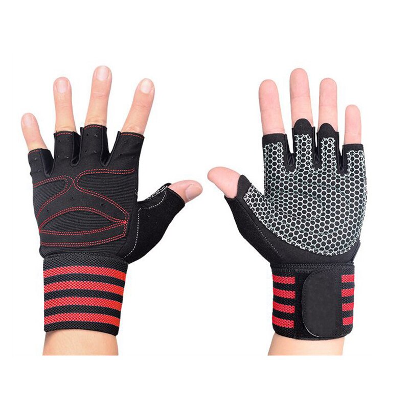 Gym Gloves Heavyweight Sports Exercise Weight Lifting Gloves Body Building Training Sport Fitness Gloves for Fiting Cycling: Red / S