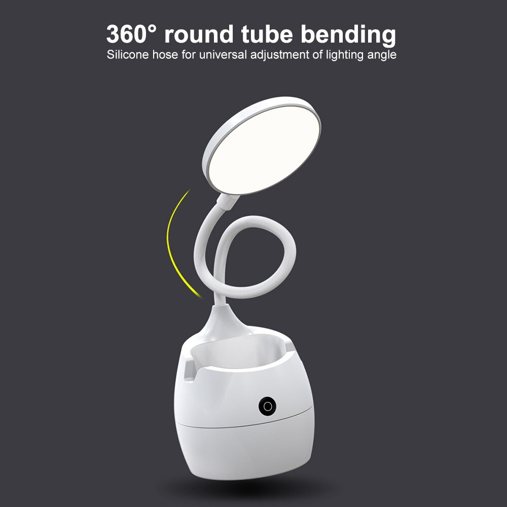 LED Bureaulamp - 2000mAh Oplaadbaar - Pen & Telefoonhouder - Dimbare Touch Bediening - Acryl ABS