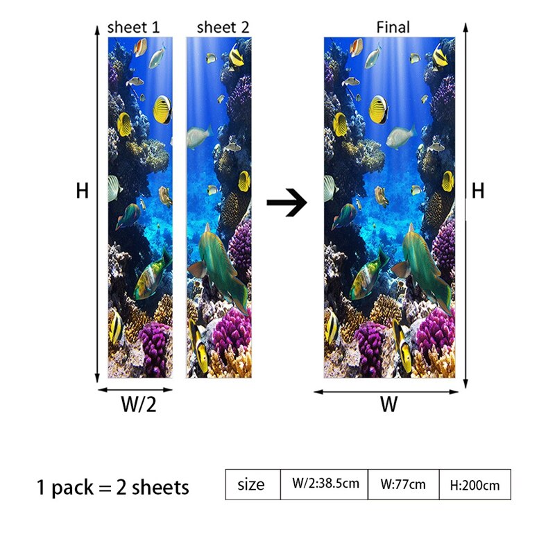 FLFK Peel and Stick Deursticker 77 x 200 cm-3D Groene Zee